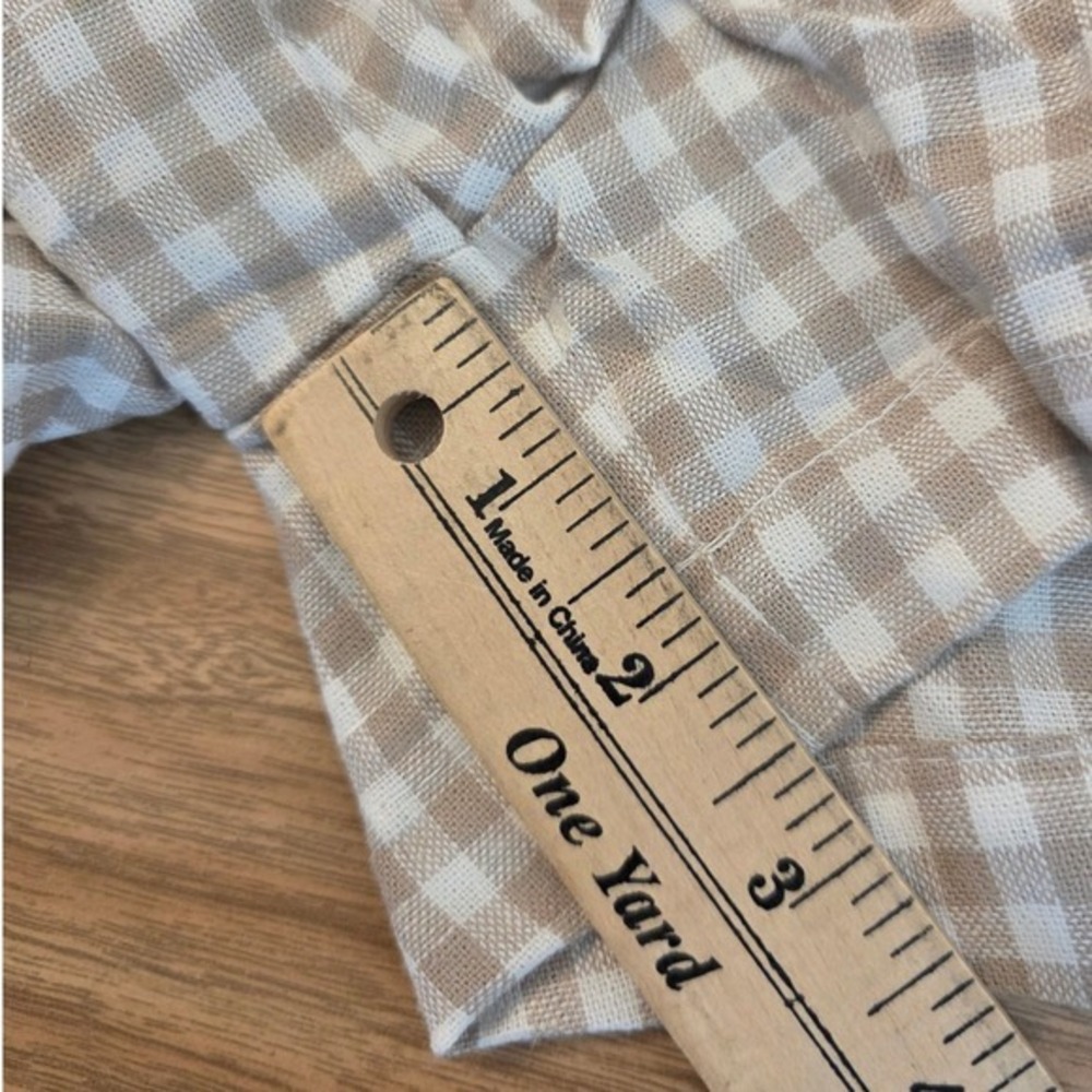 Indigo Rein Shorts Womens Large Tan Gingham Linen Blend Paperbag Waist NWT - Picture 11 of 16